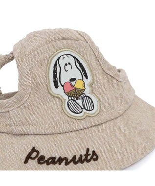 PET PARADISE スヌーピー リネン帽子  《アイス柄》 ４Ｓ～３Ｓ / ＳＳ～Ｓ 小型犬 ベージュ