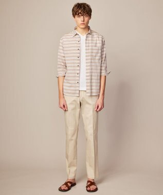 JOSEPH ABBOUD 【清涼感】エアリノマリンボーダーシャツ ダークブラウン系2