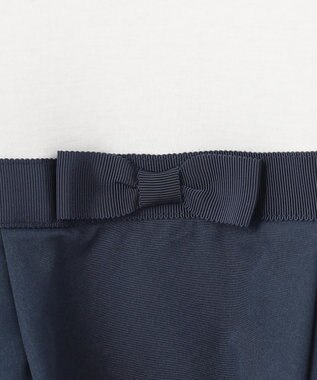 組曲 KIDS 【150-160㎝】フラワーパネルボーダー ワンピース ネイビー系