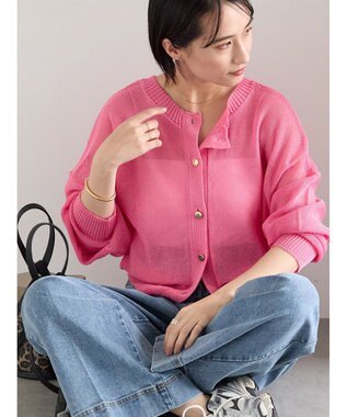 Te chichi 【WEB限定カラーあり】ペーパータッチヤーン2wayメッシュニット ピンク