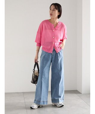 Te chichi 【WEB限定カラーあり】ペーパータッチヤーン2wayメッシュニット ピンク