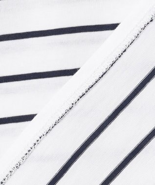 J.PRESS LADIES S ベーシックジャージー ボーダー ロングＴシャツ カットソー ホワイト系1
