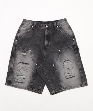 WEGO ダブルニーダメージデニムショーツ デニムブラックソノタ