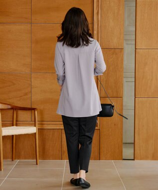 Tiaclasse 【洗える】サイドボタンシャツチュニックブラウス グレージュ