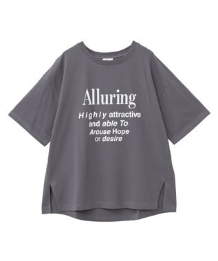 earth music&ecology 【接触冷感】アソートプリントレギュラースリットＴｅｅ Charcoal Gray