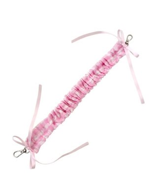 WEGO チェックリボンくしゅくしゅハンドストラップ ピンク