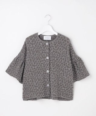 自由区 【カトリエムブーケ】Une forme bosselee ギャザーディテールボタンフロントプルオーバー グレー