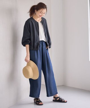 ANY 【手洗い可/UVケア】ノーカラーシアーブルゾン ブラック