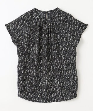 ANY 【洗濯機可能】プリントブラウス ネイビーフラワー