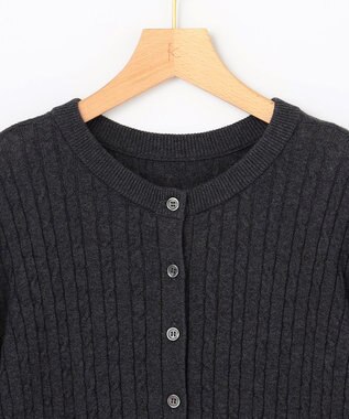 組曲 S 【先行予約】コットンカシミヤミックスニット ケーブルカーディガン チャコールグレー系