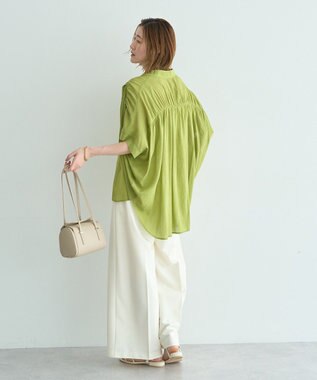 YECCA VECCA 【ドライタッチ】シアーバックギャザーシャツ Lime Green