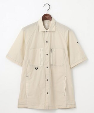 JOSEPH ABBOUD MOUNTAIN 【軽量/ECO撥水/ストレッチ/男女兼用】ライトワッシャー アウトドア 半袖 シャツ ライトグレー系