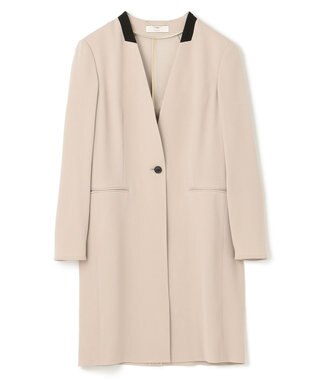BEIGE， CINDY / ノーカラーロングジャケット Sand × Black