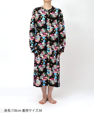 tsumori chisato SLEEP ツモリチサト ネグリジェ 綿100%(本体) あったか 長袖 ルームウェア レディース UNW407 /ワコール ブラック