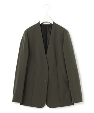 ICB 【UVカット・洗える】4WAYストレッチタフタ ノーカラージャケット ダークカーキ系