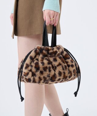 LeSportsac FUR DRAWSTRING TOTE/レオパードフラッフィーファー レオパードフラッフィーファー