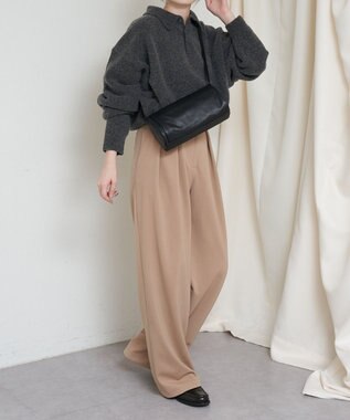 russet ソフトレザーロールショルダーバッグ(CE-1661) Black