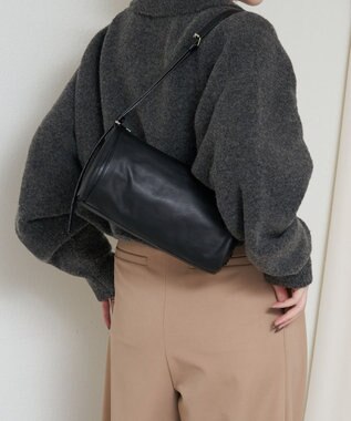 russet ソフトレザーロールショルダーバッグ(CE-1661) Black