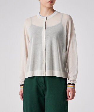 Paul Smith リブストライプ シアーカーディガン エクリュ