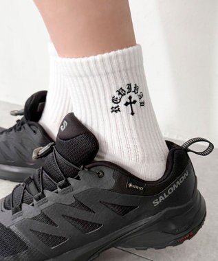 WEGO クロス刺繍ロゴソックス ホワイト