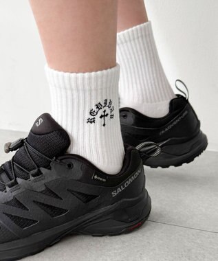 WEGO クロス刺繍ロゴソックス ホワイト