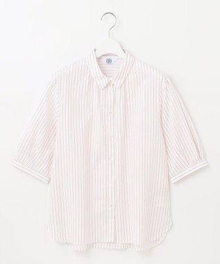 J.PRESS LADIES 【洗える】BEZ空羽ストライプ シャツカラー ブラウス ピンク系1