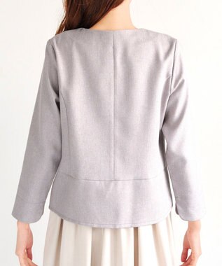 Tiaclasse 【小倉優子さん着用】【洗える】ピンタックノーカラージャケット グレージュ