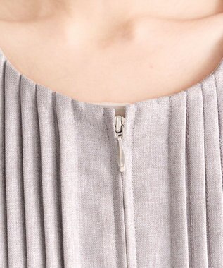 Tiaclasse 【小倉優子さん着用】【洗える】ピンタックノーカラージャケット グレージュ