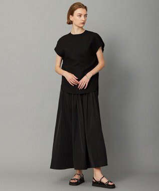 ICB 【洗える】FluidBackSatin ラウンドヘムプルオーバー ブラック系