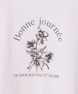 ANY SIS フラワープリント ロゴＴシャツ アイスグレー