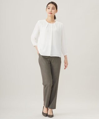 J.PRESS LADIES L ストレッチジョーゼット カットソー ホワイト系