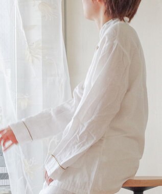 京和晒綿紗 【紗栄子さん愛用パジャマの色違い/UNISEX】ガーゼパジャマ 2重合わせ 白 マスタードバイアス