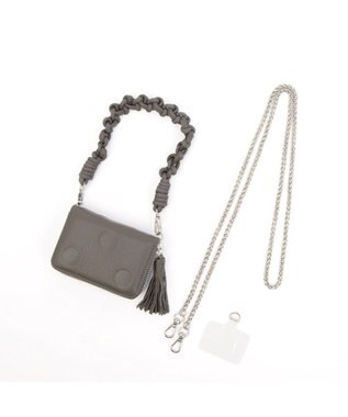 UNBILLION ペルケ perche / ドット型押し・ジャバラチャームウォレットショルダー GY