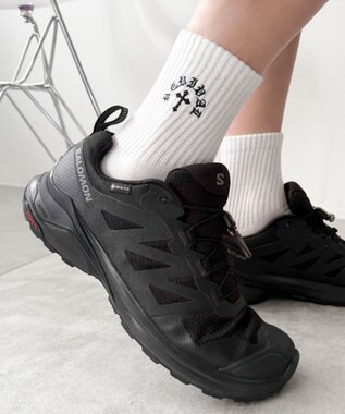 WEGO クロス刺繍ロゴソックス ホワイト