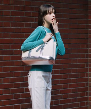 UNBILLION cachecache パーテーションキャンバストートバッグL シルバー