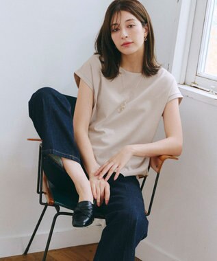 Tiaclasse 【UVカット・吸水速乾】 “きれい見え” バックペプラムトップス グレージュ