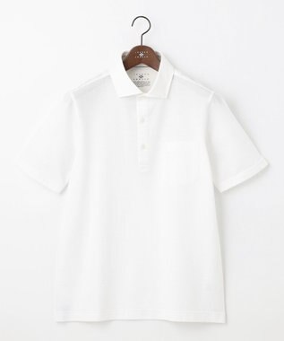 JOSEPH ABBOUD 【吸水速乾/上質感】千鳥サッカーポロシャツ ホワイト系