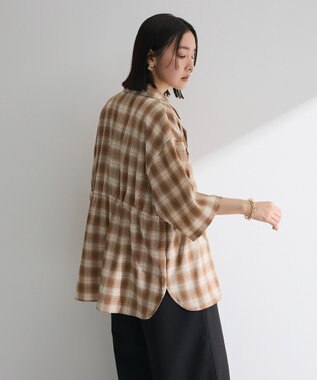 Green Parks チェック５分袖ジャケット Beige