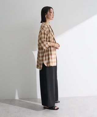 Green Parks チェック５分袖ジャケット Beige