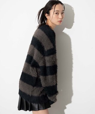 WEGO 【ユニセックスITEM着用】フェザーボーダープルオーバー ブラックボーダー