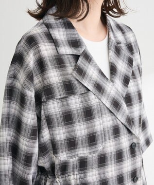 Green Parks チェック５分袖ジャケット Black