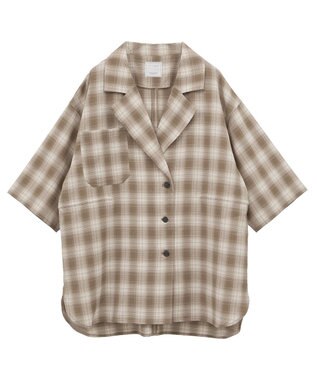 Green Parks チェック５分袖ジャケット Beige