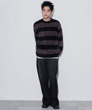 WEGO 【ユニセックスITEM着用】フェザーボーダープルオーバー ブラックボーダー