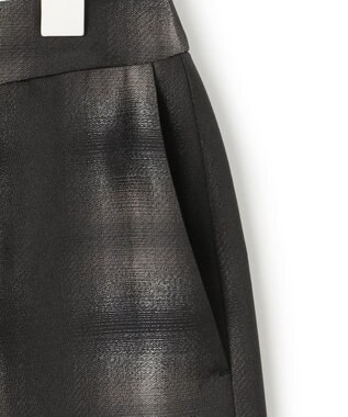 ICB 【洗える】シャイニーオンブレーチェック ストレートスカート ブラック系