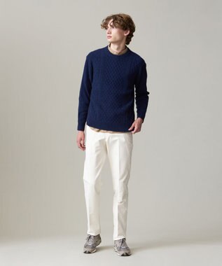 J.PRESS MEN 【KING SIZE】【Cash Lamb’s wool】ケーブルニット / クルー ネイビー系