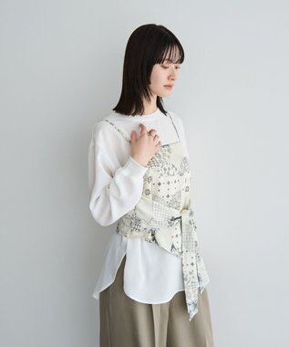 YECCA VECCA 2wayリブMIXジョーゼットブラウス White