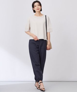 J.PRESS LADIES 【洗える】フィブリルツイル ベイカーパンツ ネイビー系