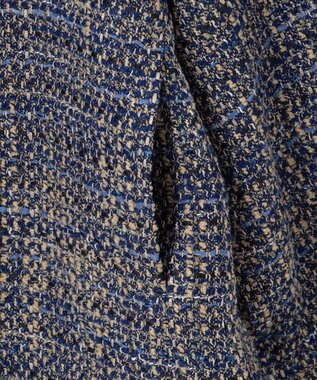 23区 S GIOLICA ノーカラー ツイード ジャケット ブルー×ベージュ