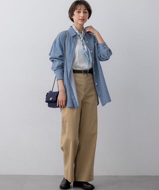 23区 ライトダンガリー デニムシャツ ターコイズブルー系