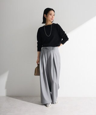 Green Parks パール調ボタン付き２ＷＡＹニットプルオーバー Black